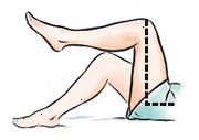 Mantener la rodilla alineada con o por debajo de la cadera. No lleva la rodilla hacia el pecho.